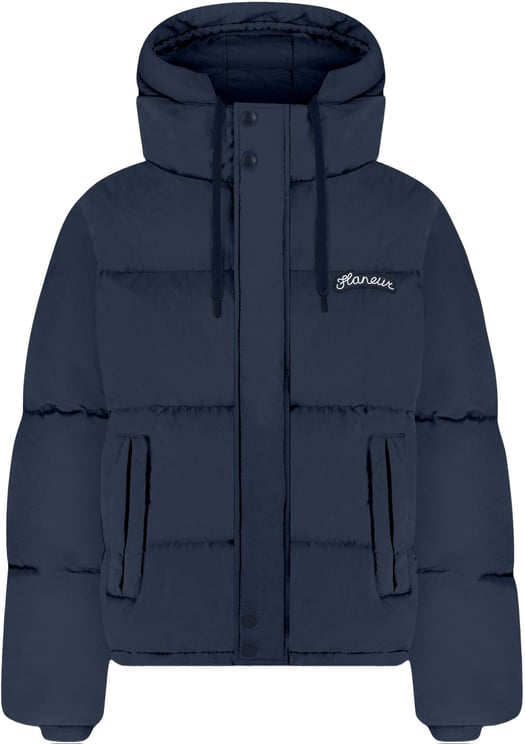 FLÂNEUR Signature Hooded Puffer Jacket | Navy
