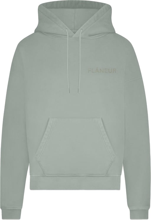 FLÂNEUR Double Logo Washed Hoodie (500GSM) | Sage