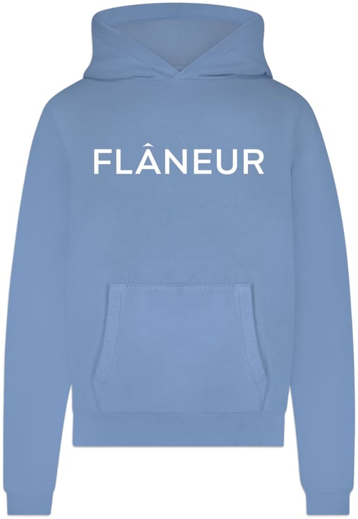 FLÂNEUR Printed Logo Hoodie | Blue