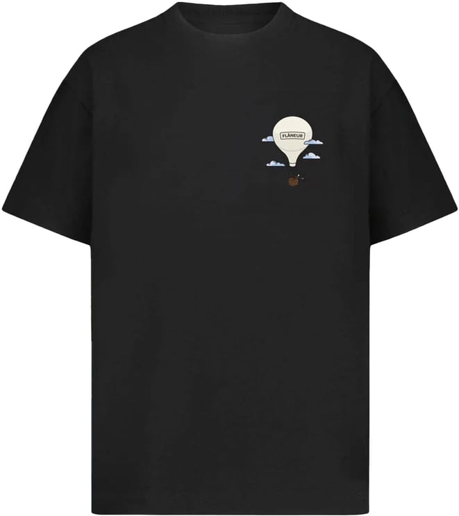 FLÂNEUR T-SHIRT MET AÉRONAUTIQUE PRINT ZWART