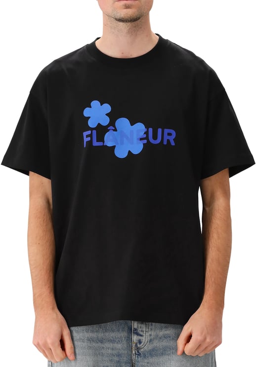 FLÂNEUR Flâneur T-shirt Zwart Organic Flower