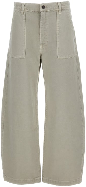 Frame Curved Barrel Leg High-Waisted Cargo Jeans