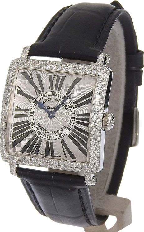 Franck Muller Franck Muller Master Square Quartz Stainless Steel and Alligator with Diamond Bezel and Lugs 29