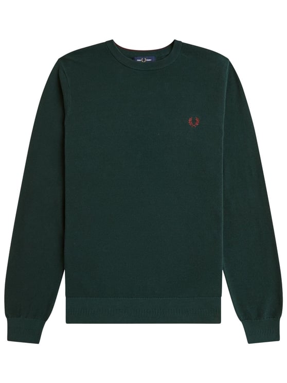 Fred Perry Long-Sleeved Cotton Ribbed Crewneck Sweatshirt