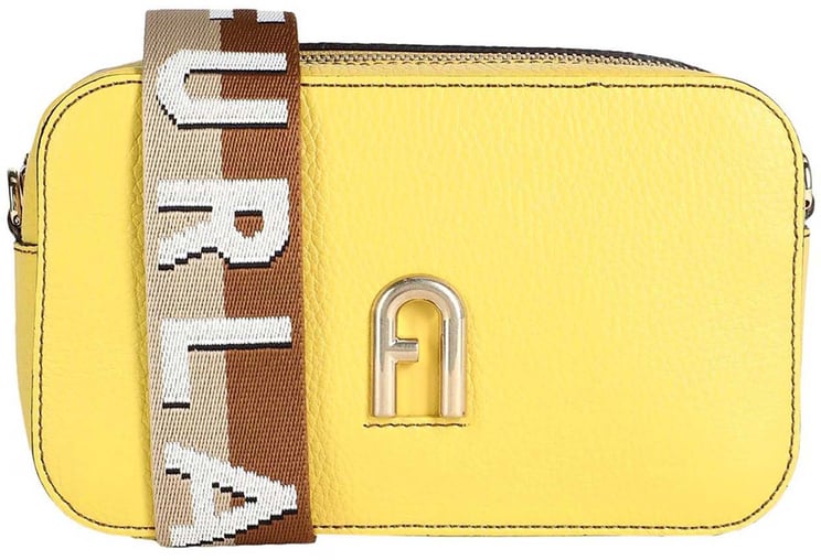 Furla Rectangular Textured Leather Bag with Zip Closure
