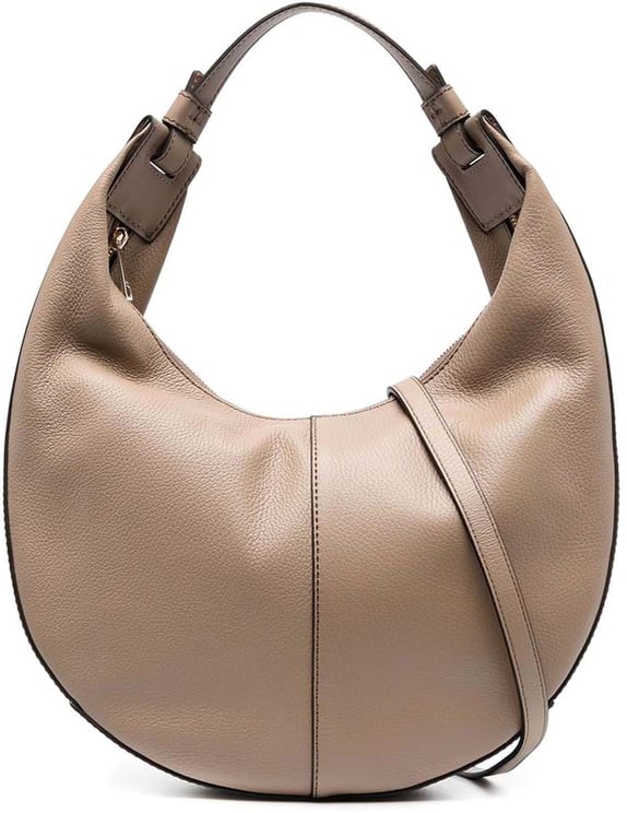 Furla Crescent-Shaped Grey Leather Bag with Adjustable Strap