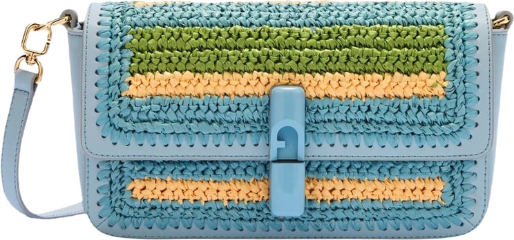 Furla Iride S Woven Polypropylene Striped Shoulder Bag