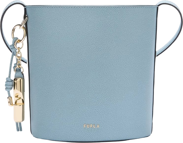 Furla Roxie Bucket Structured Soft Blue Leather Bag