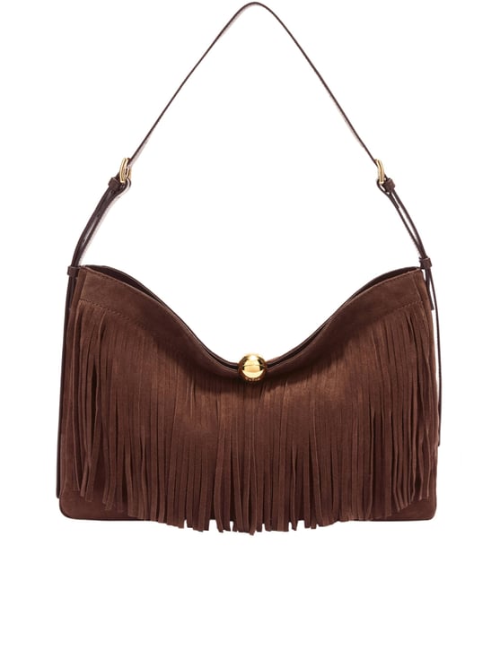 Furla Medium Chocolate Brown Suede Handbag