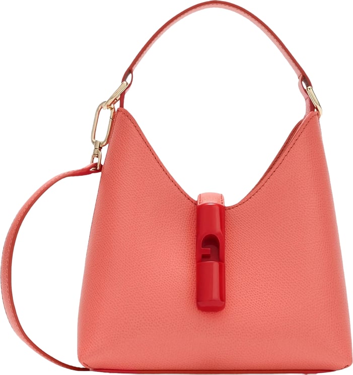 Furla Iride Mini Hobo Red Textured Leather Bag