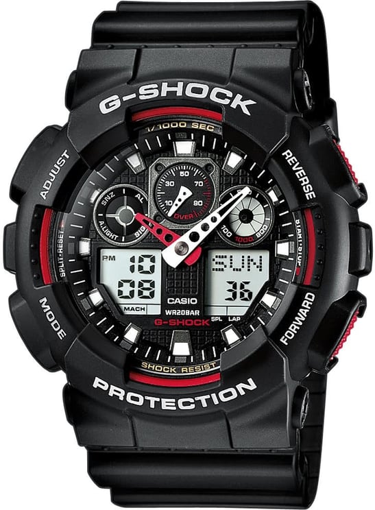 G-Shock CASIO G-Shock GA-100-1A4ER horloge ana/digi zwart/rood