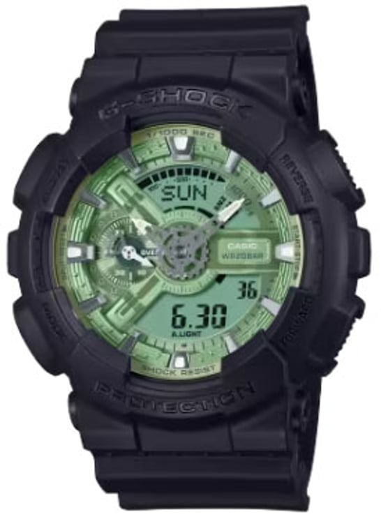 G-Shock Casio G-shock Horloge GA-110CD-1A3ER Analoog Digitaal Zwart met Groene Wijzerplaat