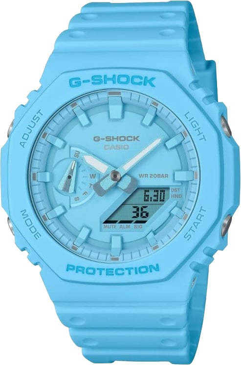 G-Shock G Shock Horloge GA-2100-2A2ER Analoog Digitaal Baby Blauw