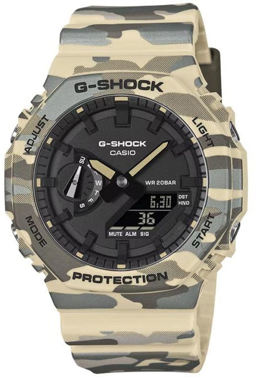 G-Shock Casio G Shock Horloge GA-2100CM-5AER Analoog Digitaal Camouflage Beige Groen 44mm