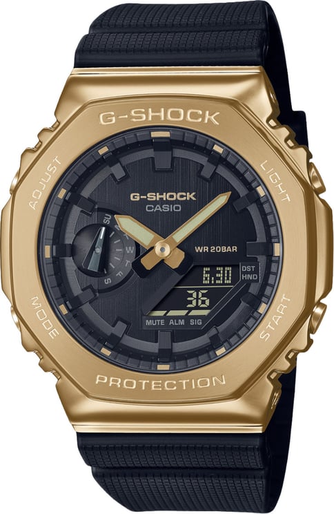 G-Shock Casio G-Shock GM-2100G-1A9ER Staal met Geelgouden  Plating met Zwarte Horlogeband 42mm