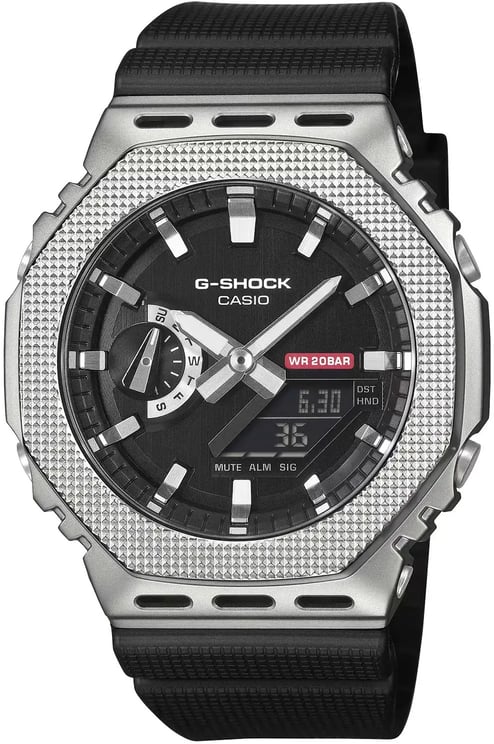 G-Shock G Shock Horloge GM-2100M-A1AER Staal Digitaal Analoog 200m Waterdicht met Rubberen Horlogeband