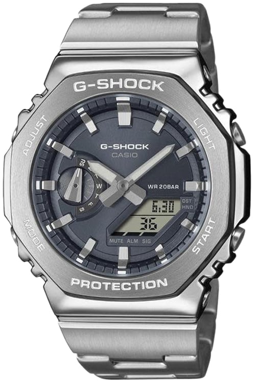 G-Shock G-Shock Horloge GM-2110D-8AER Digitaal Analoog Staal met Grijze Wijzerplaat 49mm Waterdichtheid 200 Meter