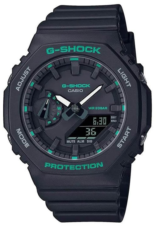 G-Shock Casio G-Shock Horloge GMA-S2100GA-1AER Analoog Digitaal Zwart met Groen