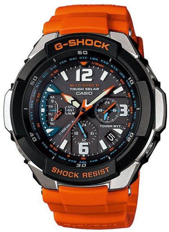 G-Shock Casio G-Shock Horloge GW-3000M-4AER Gravitymaster Staal Analoog Solar Waterdichtheid 200 m Oranje Rubberen Band  52mm