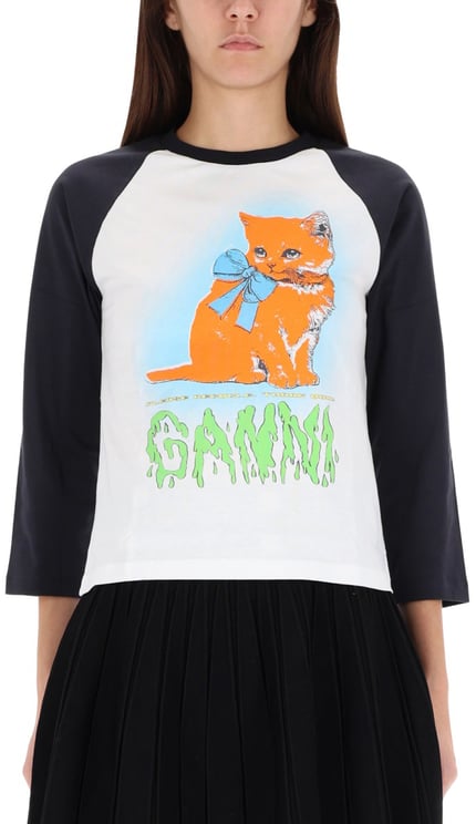 Ganni CROPPED "KITTY" T-SHIRT
