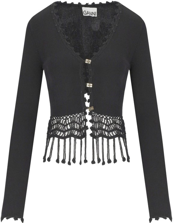 Ganni GANNI CROCHET CROPPED CARDIGAN