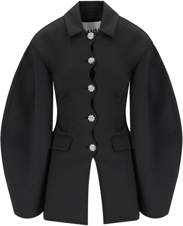 Ganni GANNI SINGLE-BREASTED SCUBA BLAZER