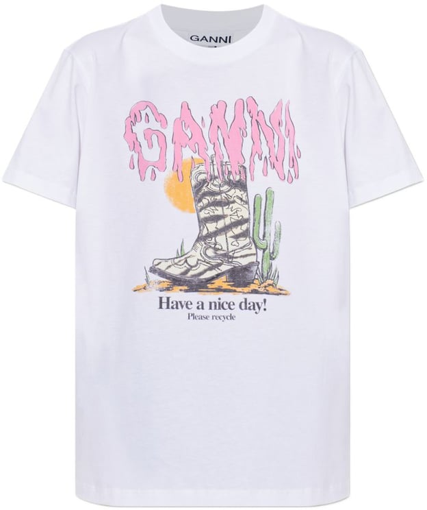 Ganni T-Shirts And Polos White