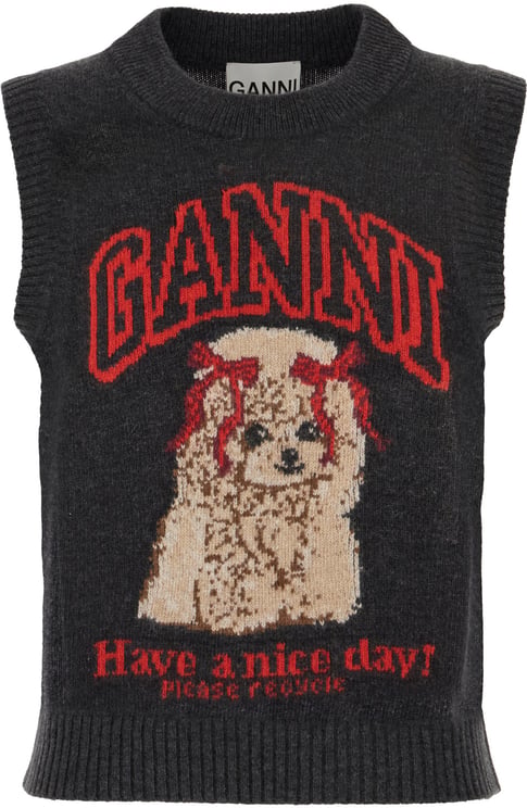 Ganni Ganni Black wool blend sleeveless sweater