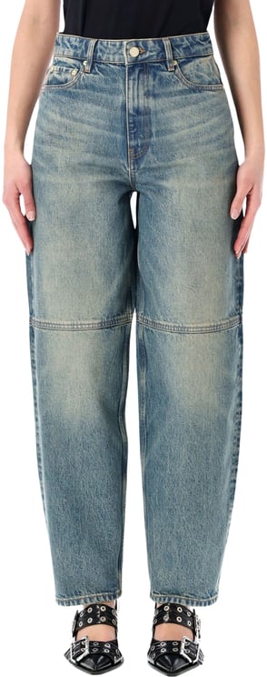 Ganni Denim Rigid Stray Mid Blue Vintage