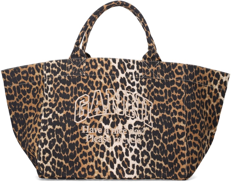 Ganni Ganni Leopard XXL tote bag