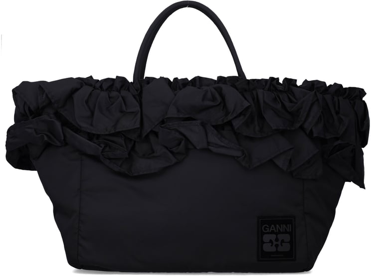 Ganni Xxl Shopper Ruffle Nero