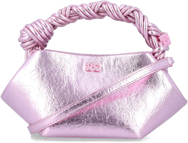 Ganni Bou Mini Metallic Leather Silver Pink