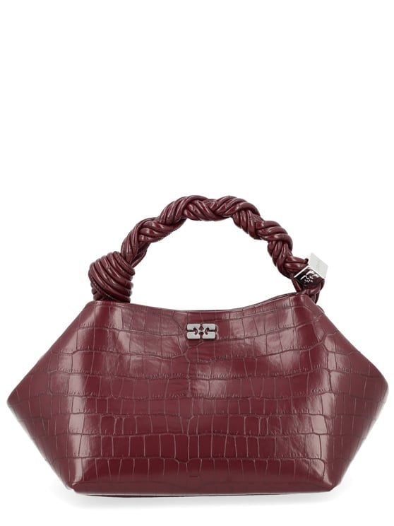 Ganni Bou Crocodile-Embossed Structured Tote Bag