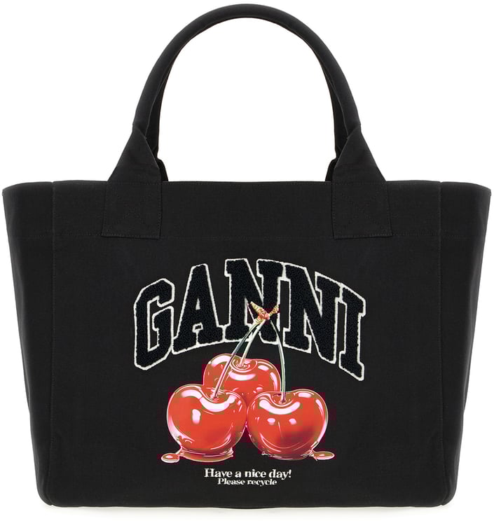 Ganni Ganni Black canvas shopping bag