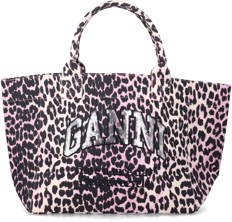 Ganni Shopper Medium Printed Sequin Bleached Mauve