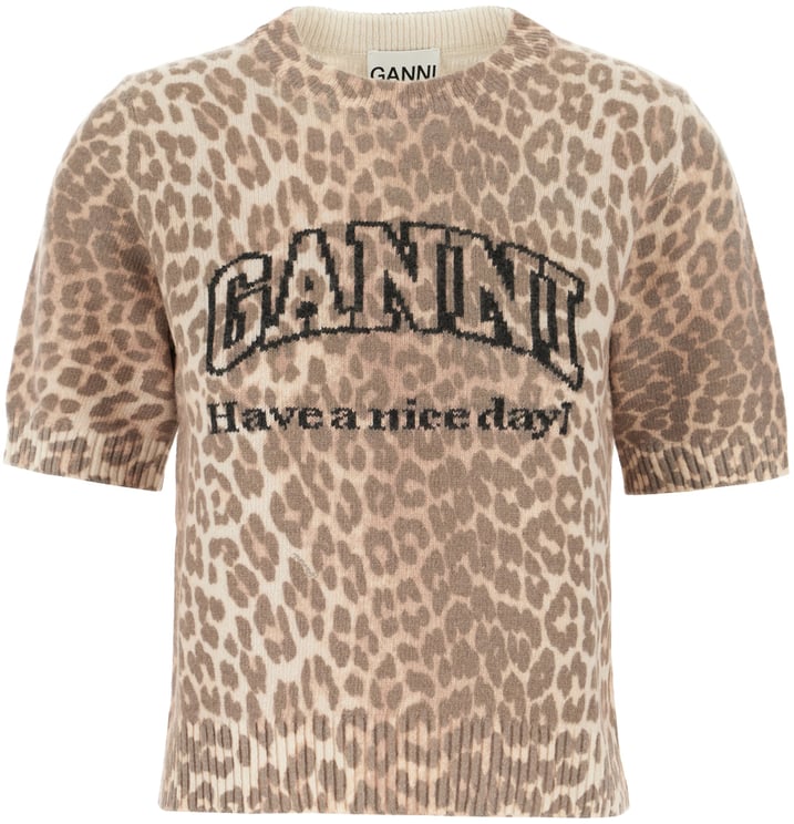 Ganni Ganni Printed wool blend sweater