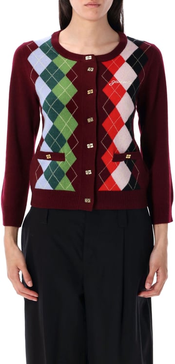 Ganni Cardigan Argyle Tawny Port