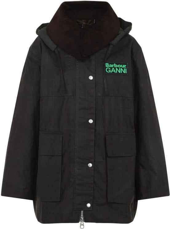 Ganni Barbour X Ganni Hood Ttn Duffle Wax Jacket