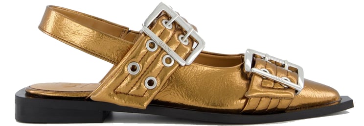 Ganni Ganni Dames Chunky Buckle Ballerina Brons