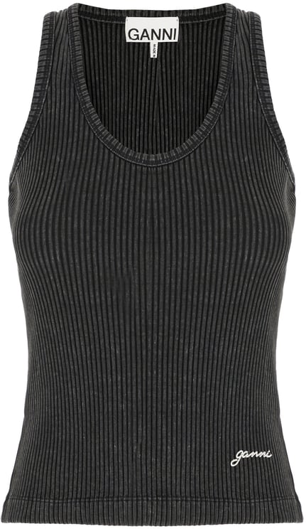 Ganni Ganni Charcoal cotton top