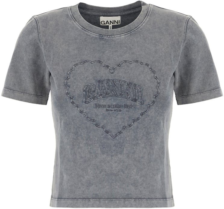 Ganni Ganni Grey cotton t-shirt