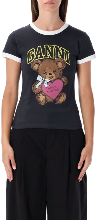 Ganni Tee Bear Phantom Black