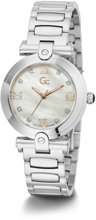 GC Y96003L1MF horloge dames staal 34 mm met Mother of pearl wijzerplaat met rose accenten
