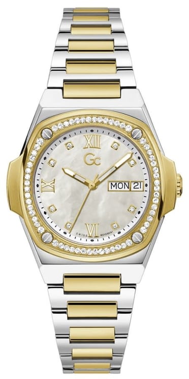 GC GC Horloge Y98008L1MF Staal Bi-color Quartz Swiss Made gezet met Swarovski Stenen