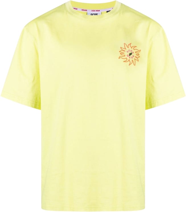 GCDS Yellow Surfing Wirdo Cotton T-Shirt