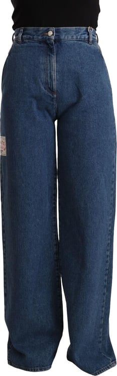 GCDS GCDS Blue Cotton High Waist Wide Leg Boot Cut Denim Jeans