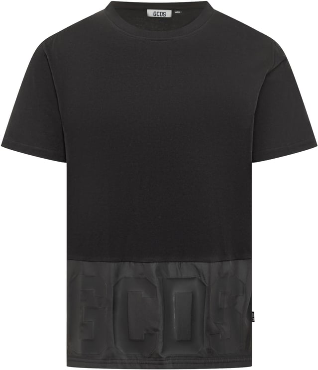 GCDS GCDS T-shirt Nera con Logo in Rilievo