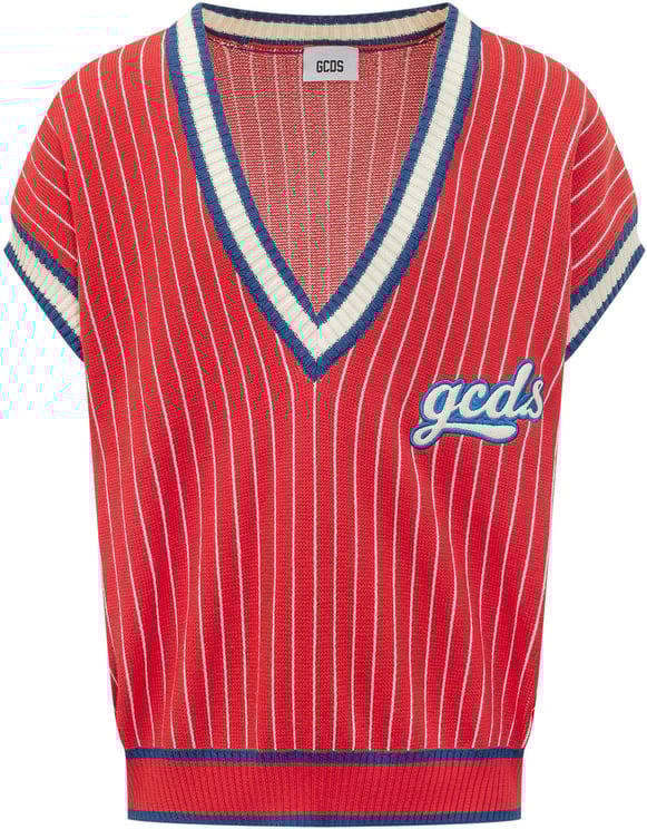 GCDS Maglia Senza Maniche con Scollo a V