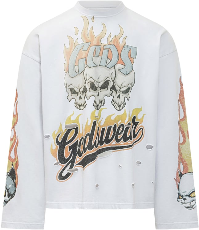 GCDS Riders LS T-shirt con Stampa Grafica