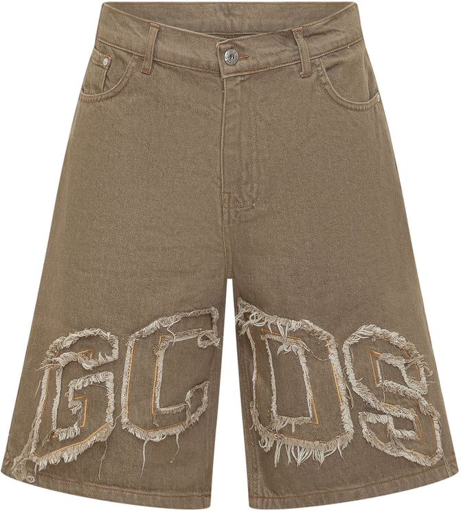 GCDS Bermuda Denim con Logo Applicato